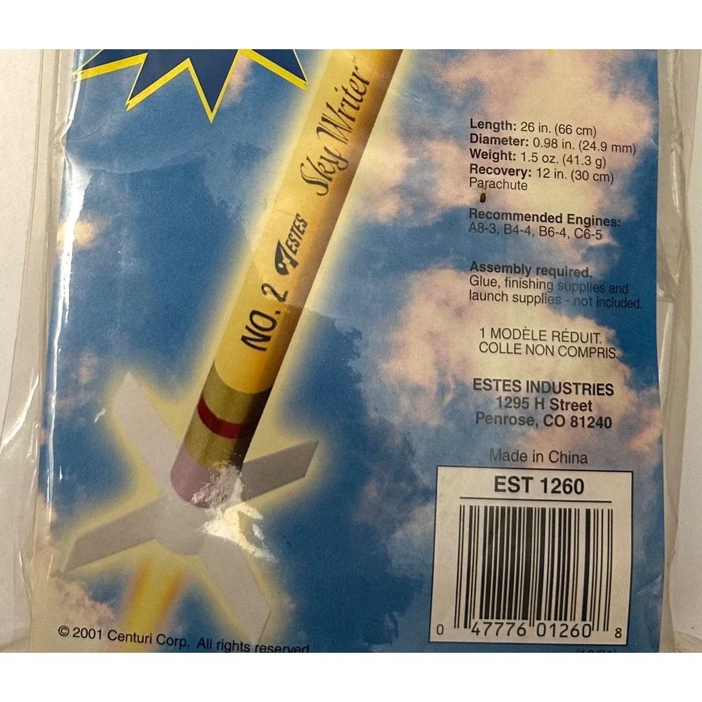 Estes Sky Writer Flying Model Rocket E2X EST 1260